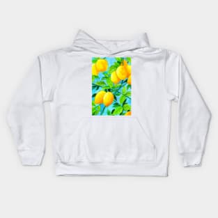 Summer lemons in watercolor Kids Hoodie